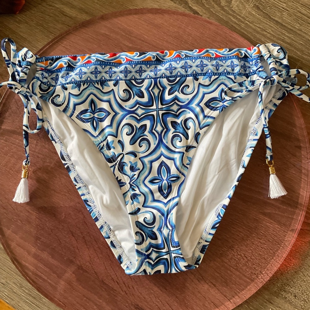 La Blanca Striped Blue and White Bikini Bottom